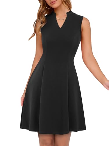 Womens Elegant Classy A-Line V Neck Mini Business Casual Work Dresses Party Cocktail Short Dress with Pockets2