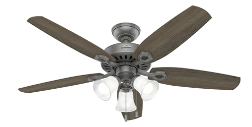 Image of Hunter Builder Plus, Indoor, Ceiling Fan, Pull Chain, 52 inch, Matte Silver