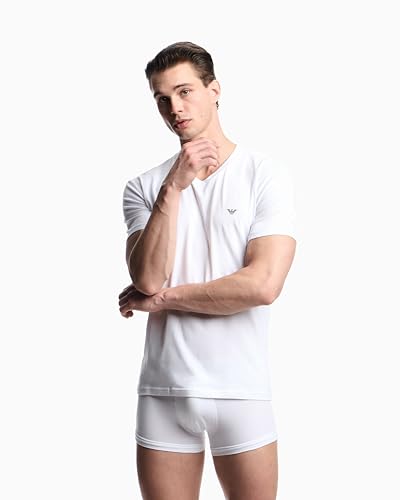 Image of Emporio Armani Men's Stretch Cotton Jersey Short Sleeve V-Neck Shirt
