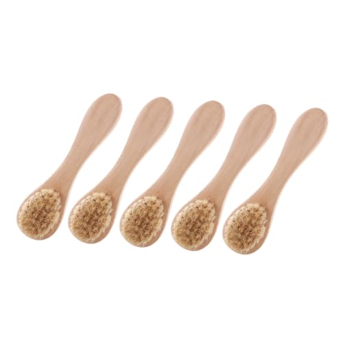 PACKOVE Facial Cleansing Brush Set 5pcs Gentle Bristle Brush for Face Wooden Handle Deep Cleansing Tool for