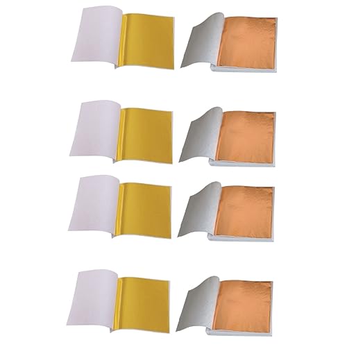 Abaodam 2sets Imitation Leaf Sheet Foil Paper for Manicure Foil Adhesive Paper Metal Leaf Gilding Sheets for Crafts Decorations 200sheets*2