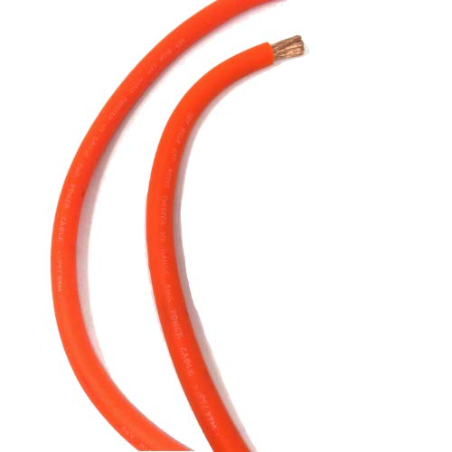 5 ft OFC 1/0 Gauge Oversized Orange Power Ground Wire Sky High Car Audio