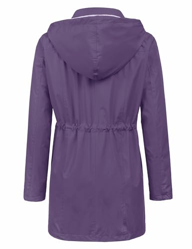 Image of LOMON Raincoat Women Waterproof Long Hooded Trench Coats Lined Windbreaker Travel Jacket S-XXL