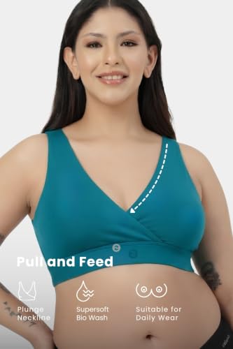 Image of ZELENA Maternity Padded Bra | Removable Cups, Broad Waistband | Soft Stretchable Modal Fabric | Easy Pull Nursing Bra for Pregnancy and Breastfeeding