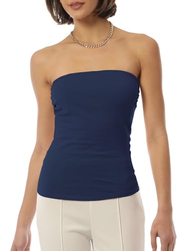 Image of MixMatchy Women's Stretchy Strapless Tube Top Y2K Bandeau Top