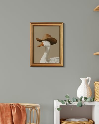 Image of HUARCEY Gold Framed Vintage Wall Art for Living Room, Trendy Duck Canvas Print Wall Decor Maximalist Eclectic Artwork Gallery Picture Oil Painting Boho Western Cowboy Decor Bedroom Bathroom 12 inchx16 inch