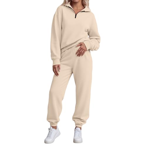 Ensemble deux pièces femme décontracté avec pantalon jogging taille haute et col montant