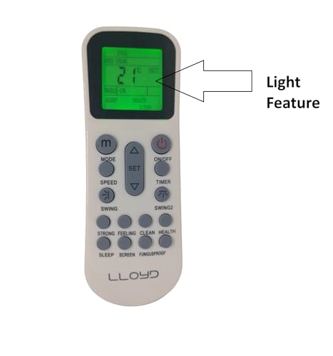Image of Ac Remote Control Compatible For Lloyd Ac Remote /Lloyd Split Ac Remote /Lloyd Window Ac Remote (Model 1 With Light), White