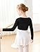 Avrigirl Black Ballet Wrap Top Crop for Girls Dance Shrug Cotton Athletic Sweater for Dance Leotards