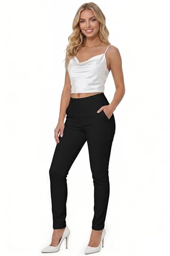 Image of Hybrid & Company Women's Work Chino Pants | Super comfy stretch fabric, flat front design, tailored fit, suitable for office, work, casual wear, and everyday comfort
