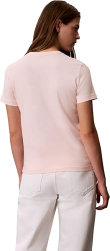 Calvin Klein Damen T-Shirt Kurzarm Archive Jersey Tee mit Rundhalsausschnitt, Rosa (Mangano Calcite), L 2