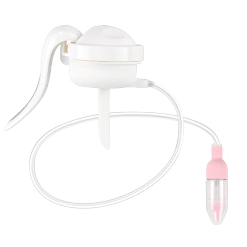 PURAIMA鼻水吸引器、ポータブル鼻吸い器、逆流防止の鼻水吸引器 赤ちゃん、かわいい漫画の形、赤ちゃん 鼻水 吸引 洗浄便利 再利用可能の鼻水 出産祝い ポンプ式ベビー鼻吸い器 ホワイト