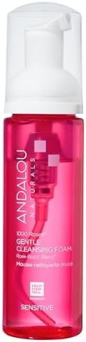 Andalou Naturals 1000 Roses Gentle Cleansing Foam | Foaming Face Wash with Rose Stem Cells & Organic Aloe Leaf Juice | Hydrating Daily Cleanser for Sensitive Skin | 5.5 fl oz