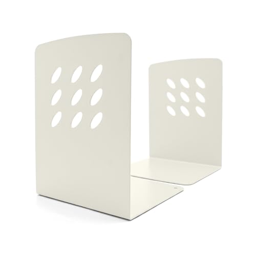 Image of LIBFRIEND Metal Non-Slip Bookends | Powder-Coated L-Shaped Book Holder for Desk, Office, Study Table and Library | Multicolour Options | Set of 2 (Ivory, S)