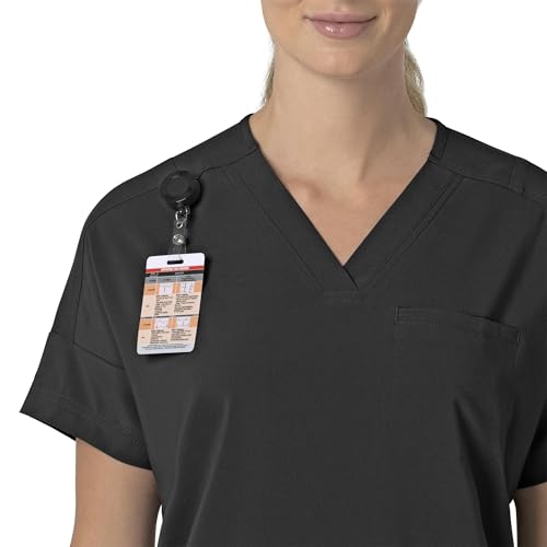 Carhartt Force Cross-Flex Women's Oversized V-Neck Scrub Top, Black, M - image 3