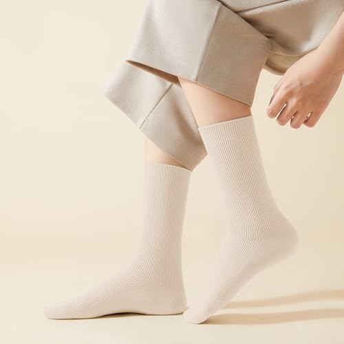 Image of J-BOX 10 pairs Crew Socks for Women Knit Ribbed Cotton Socks Running Athletic
