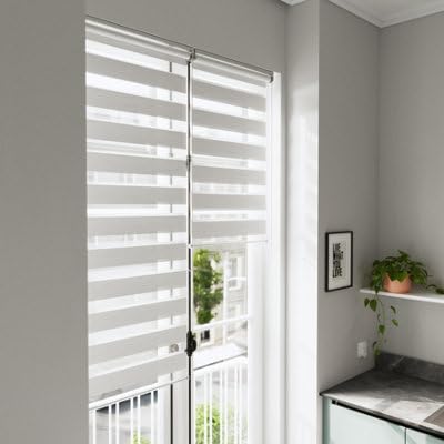 GoodHome Store Enrouleur Jour/Nuit sans perçage Brize moucheté 75 x 240 cm