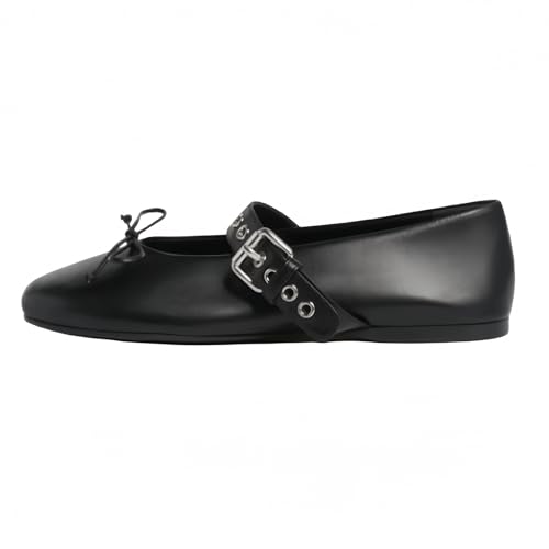 Women Buckled Ballet Flats with Strap Slip On Loafer Shoes2