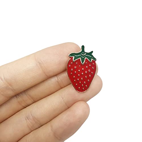 Image of 8pc Strawberry Lapel Pin Badge Brooches Cute Fruit Metal Pin Backpack Scarf Hat Bag Decoration Girls Women