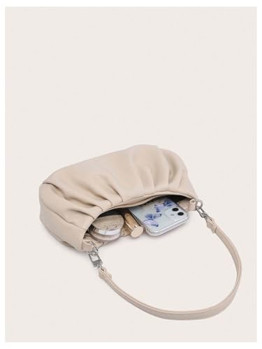 SweatyRocks Black Shoulder Bag for Women PU Leather Small Clutch Purese Ruched Trendy Hobo Bags Handbag3