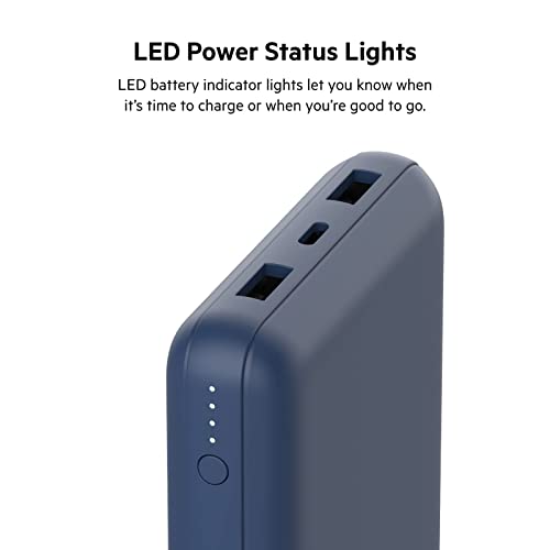 Belkin Usb-C Portable Charger 20,000 Mah, 20K Power Bank With Usb-C Input Output Port And 2 Usb-A Ports With Included Usb-C To Usb-A Cable For Iphone 14, Galaxy S23, And More - Blue #TOP4