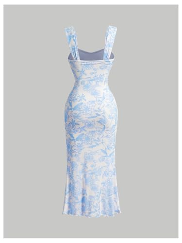 Image of GORGLITTER Women's Floral Summer Wedding Guest Dress Ruched Cocktail Party Bridal Shower Formal Beach Midi Sun Dresses
