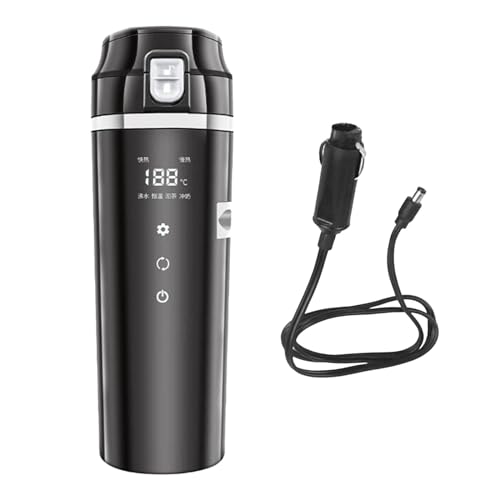 Bvdfgk Hervidor de Agua para Coche de 12V/24V, Calentador de Agua, Taza Aislante para Café, negro, Individual