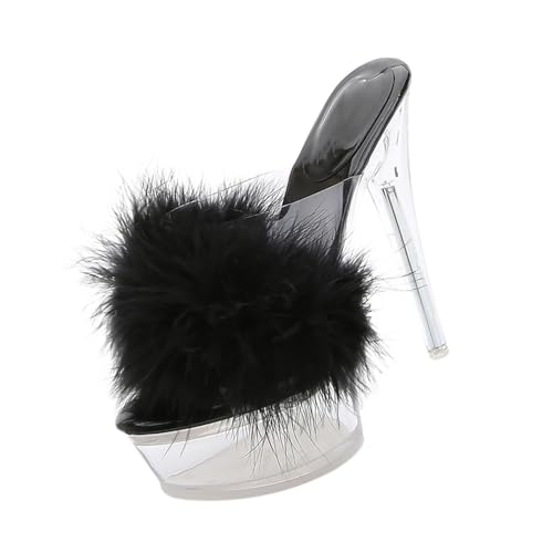 Holibanna Sandalias de tacón alto con punta y tacón alto, para mujer, talla 37, color Negro, talla 39 EU