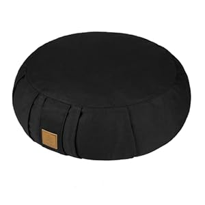 Round Zafu Meditation Cushion D=16″ H=5.5″ Zabuton Meditation Pillow Yoga Bolster Yoga Pillow Floor seat Zippered Organic Cotton Cover Natural Buckwheat kneeling pillow-Large