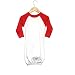 Laughing Giraffe Raglan Baseball Baby Sleeping Gown with fold-Over Mittens (White/Red)