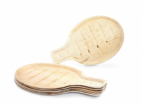 BOX And Tree|100x Planche Apéritive en Bois de Palmier | Vaisselle Jetable Biodégradable et Compostable | Stable et Robuste l Plateau Bamboo Jetable Fromage, Charcuterie, Pâtisserie, Buffet Froid