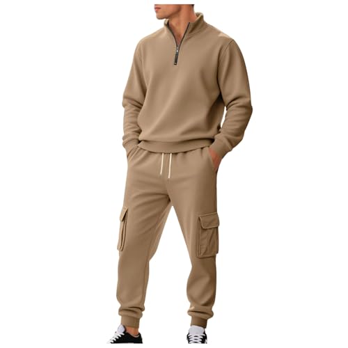 ジャージ メンズ 上下セット スウェット 2点セット 裏起毛 トレーナー 厚手 防寒 トップス 無地 ゆったり セットアップ ジッパー 暖かい トラックスーツ あたたかい スウェットパンツ カジュアル 普段着 春秋冬服(S,カーキ)