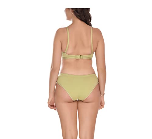 Image of Elina Women's Full Coverage Non Padded with Detachable Strap Cotton Hosiery Bra and Panty Set (Lovia Set)
