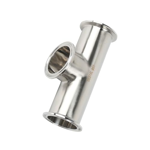 Image of QiiMii Tri Clamp 2 inch instrument Tee Tri Clover Tee Fittings 3 Way Stainless Steel SS316L,51mm Pipe OD(2 Inch),Used In Pharmacy