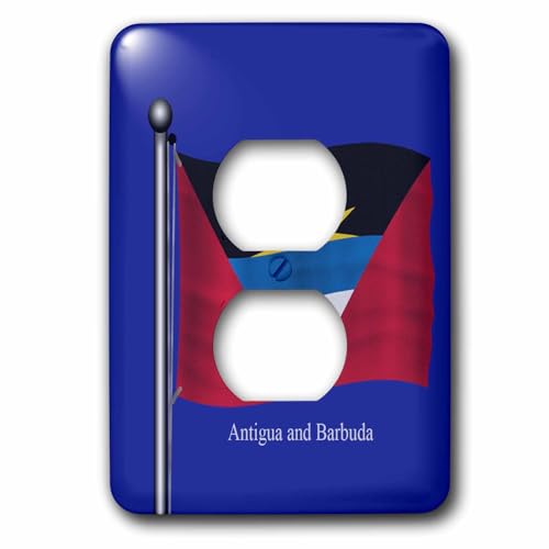 Plaque double interrupteur drapeau Antigua-et-Barbuda bleu pour décoration murale