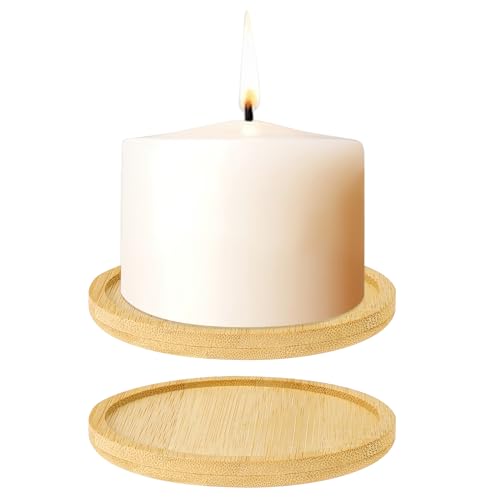 2 platos decorativos de madera para velas de bautizo, posavasos redondos, portavelas,...