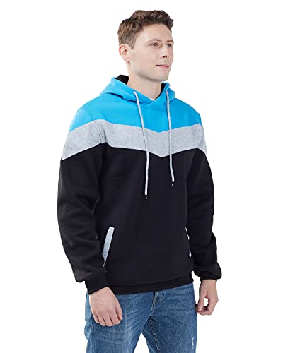 Mooncolour Men's Novelty Color Block Hoodies Cozy Sport Autumn Outwear Black/Grey/Blue M Black US Medium