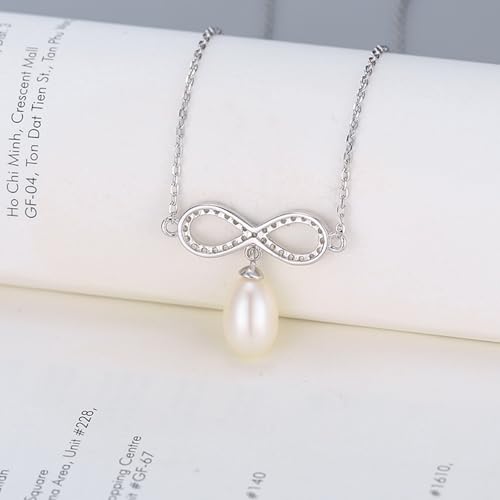 Collier perle infini argent anti-ternissement pavé de zirconium - 3