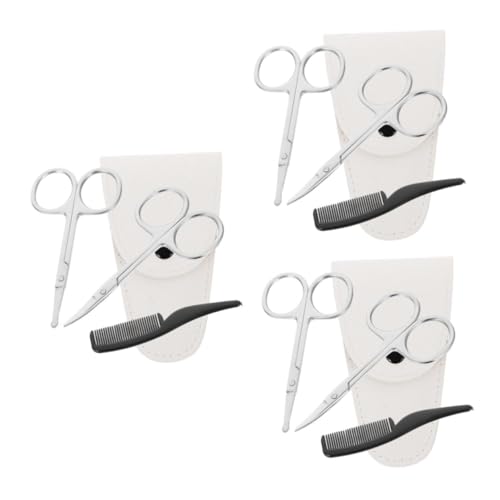 CALLARON 12 Pcs Beard Cutting Scissors Stainless Steel Small Scissors for Facial Hair Nose Hair Trimmer Pro Grooming Kit for Men's Styling