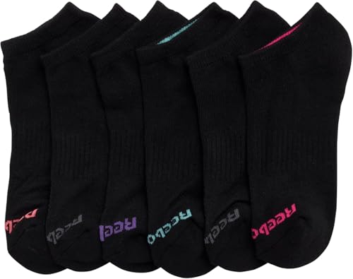 Image of Reebok Womens No Show Socks Moisture Wicking Cushioned Low Cut Socks 6 Pack