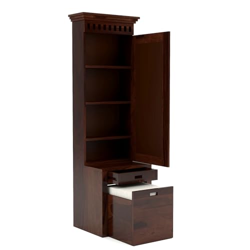 Image of Triventix Handicraft Sheesham Wood Dressing Table with 1 Drawer and 1 Cushioned Stool for Living Room Bedroom Wooden Vanities for Home Solid Wood Bedroom Furniture (Walnut)