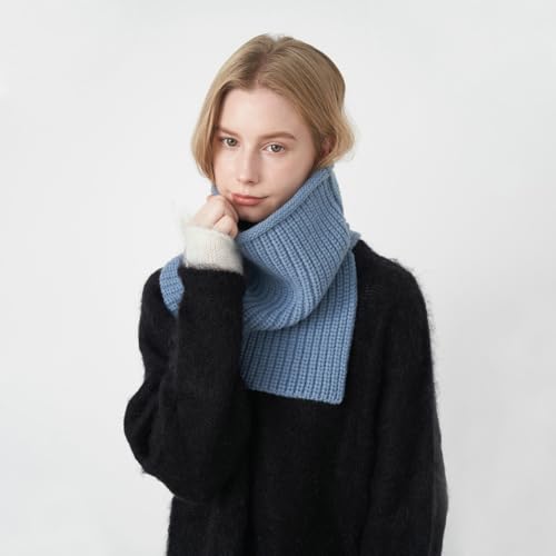 Women Fall Winter Ribbed Knit Turtleneck Collar Scarf Trendy Solid Windproof Pullover Split Knitted Scarves Wrap Shawl Cape3
