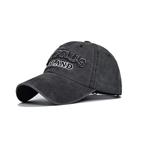 XibeiTrade Casquette de baseball brodée de l'île de Chypre pour femme et homme - En coton délavé, Noir , M