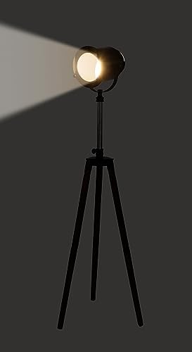 Image of Brown Fabric Shade Tripod Floor Lamp with Black Base Silver Metal Shade Tripod Floor Lamp with Beige Base (Amy Black)