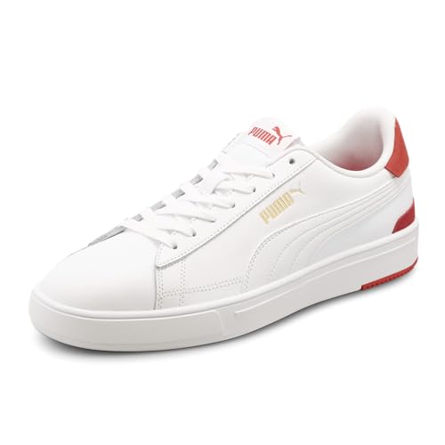 PUMA Puma Men's Serve Pro Sneaker, White-White-High Risk Red-Team Gold, 10