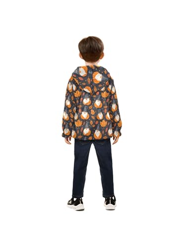 Fall Orange Leaves Pumpkin and Gnome Girls Fleece Jacket Girls Fall Jacket Boys Coats Zip Up Hoodie Children Outerwear 2-10T4