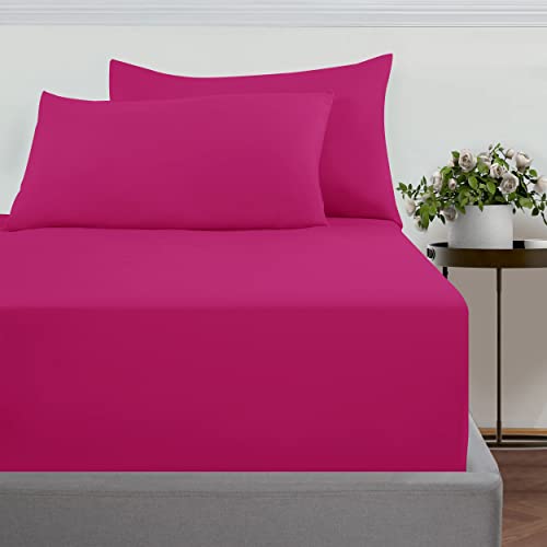 Imperial Rooms Double Fitted Sheet 40cm/16", Brushed Microfiber Bed Sheets Easy Care Soft Extra Deep Fitted Bed Sheet