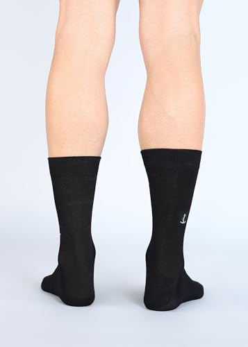 Image of ANCHOR Bamboo Socks for Men, Full Length Black Crew Socks, Pack of 3 Pair
