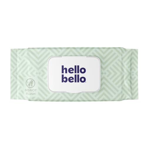 Image of Hello Bello Premium Wipes, Designed for Sensitive Skin with Chamomile & Aloe Extracts, Simply Sage (18 Resealable Packets = 1080 Total Wipes)