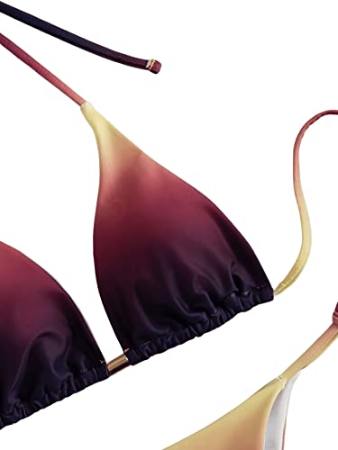 Image of Women's Triangle Halter Self Tie Bikini Bathing Suits 2 Piece Swimsuits